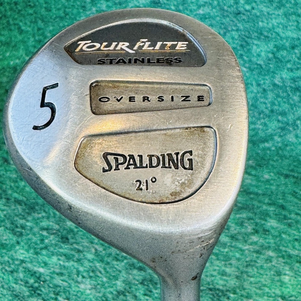 Spalding Tour Flite Stainless Oversize 5 Wood Mens RH 42.5in Reg Steel Silver